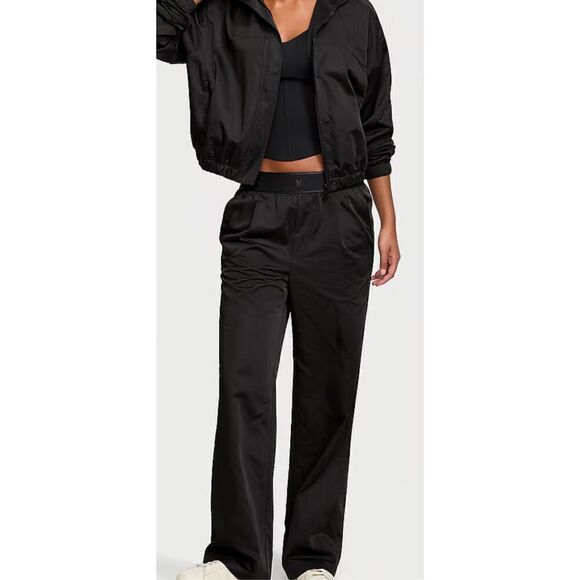 🔥Victoria’s Secret Lux Glossy black elastic waist, super soft wide leg pants wi - Picture 6 of 10